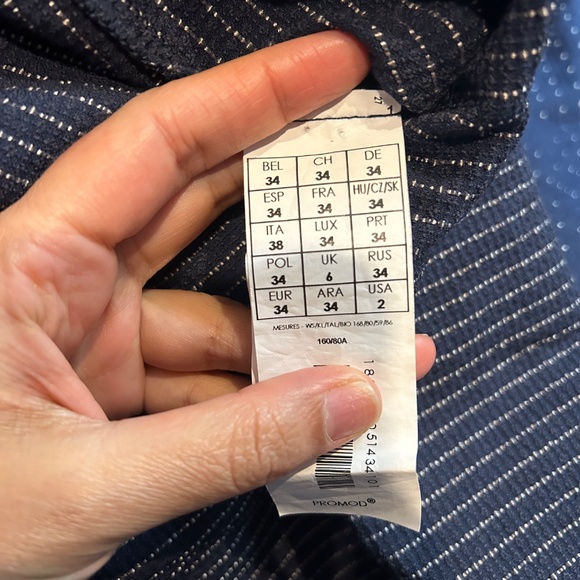 Promod Navy Blue with White Polka Dots Sheath Dress - Picture 2 of 8